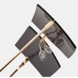 Sunglasses Gradual Square Cutting Lens Frameless UV Protection Retro Shades