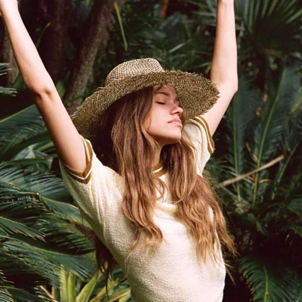 UV Protection Wide Brim Seaweed Straw Hat Sunscreen Beach Hat