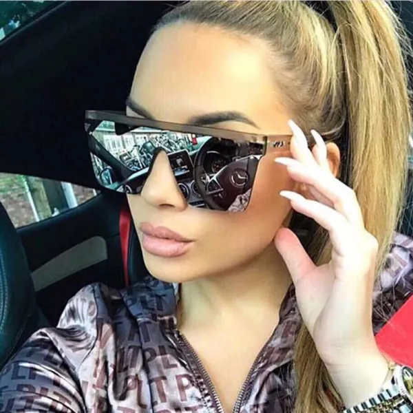 Sunglasses Multicolor Square Oversized UV Protection Vintage Retro Flat Top With Frame