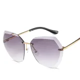 Sunglasses Gradual Polygonal Cutting Lens Frameless UV Protection Retro Shades