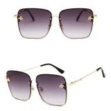 Sunglasses Multicolor Bee Charm Rectangle Oversized Shades Retro Flat Top With Frame