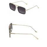Sunglasses UV Protection Square Tinted Lens Vintage Double Bridge Frame Eyewear