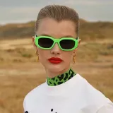 Multicolor Sunglasses Small Square Retro Wide Frame Eyewear