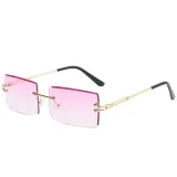 Sunglasses UV Protection Fashion Square Tinted Lens Vintage Rimless Eyewear