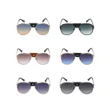 Sunglasses Leather Bridge Retro Round Lens Aviator Mirrored Eyewear
