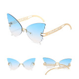 Sunglasses Multicolor Butterfly Rimless Sunglasses Hollow Out Letters Glasses
