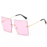 Sunglasses Gradual Square Cutting Lens Frameless UV Protection Retro Shades