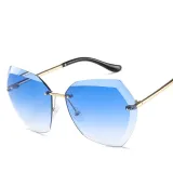 Sunglasses Gradual Polygonal Cutting Lens Frameless UV Protection Retro Shades