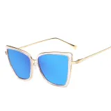 Sunglasses Trendy Cateye Trapezoidal Oversized UV Protection Vintage Retro Flat Top With Frame