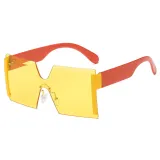 Sunglasses Multicolor Square Integrated Oversized Vintage Flat Top Frameless