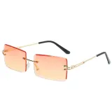 Sunglasses UV Protection Fashion Square Tinted Lens Vintage Rimless Eyewear