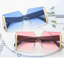 Sunglasses Multicolor Square Integrated Oversized Vintage Flat Top Frameless