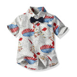 Toddler Kids Boys Print Beach T-shirts and Short Two-Piece Outfit