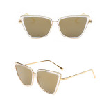 Sunglasses Trendy Cateye Trapezoidal Oversized UV Protection Vintage Retro Flat Top With Frame