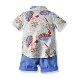 Toddler Kids Boys Print Beach T-shirts and Short Two-Piece Outfit