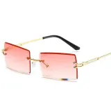 Sunglasses UV Protection Fashion Square Tinted Lens Vintage Rimless Eyewear