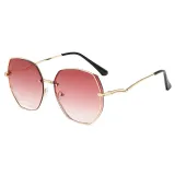 Sunglasses Multicolor Metal Frame V-Type Glasses Legs Oversized Polygon Lens Shades