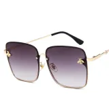 Sunglasses Multicolor Bee Charm Rectangle Oversized Shades Retro Flat Top With Frame