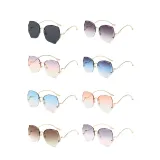 Sunglasses Metal Irregular Butterfly Shape Rimless Lens Wave Shape Arm Eyewear