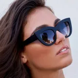 Sunglasses Trendy Cateye Round Bottom Oversized UV Protection Vintage With Frame Shades
