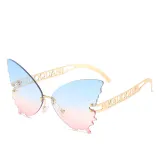 Sunglasses Multicolor Butterfly Rimless Sunglasses Hollow Out Letters Glasses