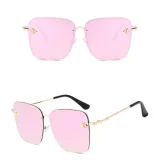Sunglasses Multicolor Bee Charm Rectangle Oversized Shades Retro Flat Top With Frame