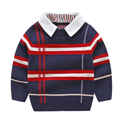 Kids Boys Collar Striped Sweater Knitwear Pullover