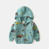 Toddler Kids Boys Cute Pattern Long Sleeve Zipper Hooded Coat