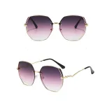 Sunglasses Multicolor Metal Frame V-Type Glasses Legs Oversized Polygon Lens Shades