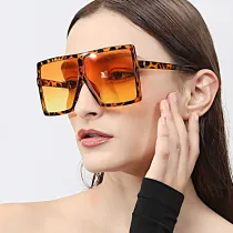 Sunglasses Square Oversized UV Protection Retro Flat Top With Frame Unisex