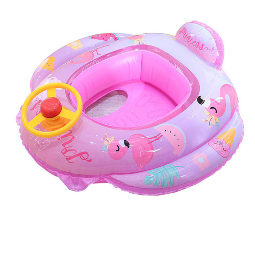 Toddler Kids Inflatable Shark Flamingo Sitting Swimming Ring With Steering Wheel And Armrest