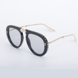 Sunglasses Multicolor Round Diamante Frame Easy Carry Folding Eyewear