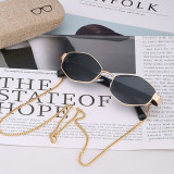 Sunglasses Polygon Metal Chain Irregular Lens Frame Eyewear