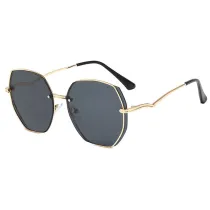 Sunglasses Multicolor Metal Frame V-Type Glasses Legs Oversized Polygon Lens Shades