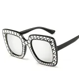 Sunglasses Multicolor Square Imitation Diamond Frame UV Protection Shades