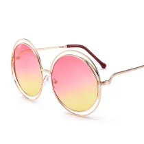 Copy Sunglasses Multicolor Metal Double Circle Wire Frame Oversized Round Sunglasses