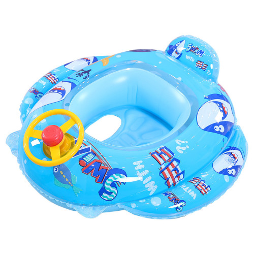 Toddler Kids Inflatable Shark Flamingo Sitting Swimming Ring With Steering Wheel And Armrest
