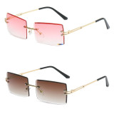 Sunglasses UV Protection Fashion Square Tinted Lens Vintage Rimless Eyewear