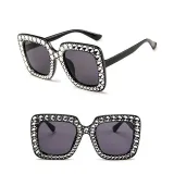 Sunglasses Multicolor Square Imitation Diamond Frame UV Protection Shades