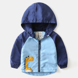 Toddler Kids Boys Cartoon Pattern Long Sleeve Zipper Hooded Coat