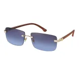 Sunglasses Square Imitate Wood Glasses Legs Tinted Lens Vintage Frameless Eyewear