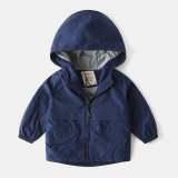 Toddler Kids Boys Long Sleeve Hooded Zip Up Coat Windbreaker