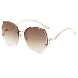 Sunglasses Metal Irregular Butterfly Shape Rimless Lens Wave Shape Arm Eyewear