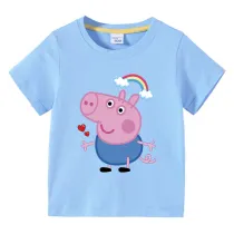 Toddler Boy Kids George Rainbow Short Sleeve T-shirts Cotton Tops