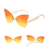 Sunglasses Multicolor Butterfly Rimless Sunglasses Hollow Out Letters Glasses
