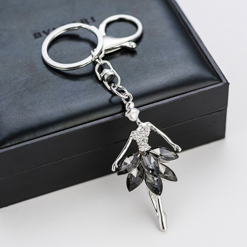 Keychain Rhinestone Crystal Ddancing Girl Keyring Bag Pendant Gift