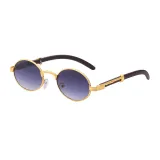 Sunglasses Fashion Round Wood Glasses Legs Tinted Lens Vintage Frame Eyewear