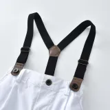 3PCS Boys Outfits  Short Sleeves Shirt and Suspender Shorts Dressy Up Baby Climb Clothes