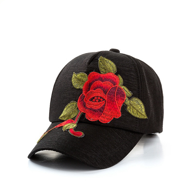 Embroidered Rose Cap With Sunscreen Baseball Cap