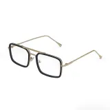 Sunglasses UV Protection Square Tinted Lens Vintage Double Bridge Frame Eyewear